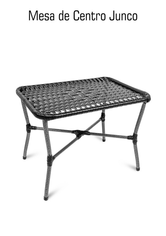 Mesa de centro de junco preta, com tampo retangular