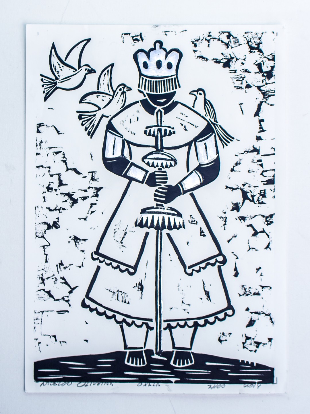 Xilogravura Oxalá - Atelier Mestre Nivaldo Oliveira