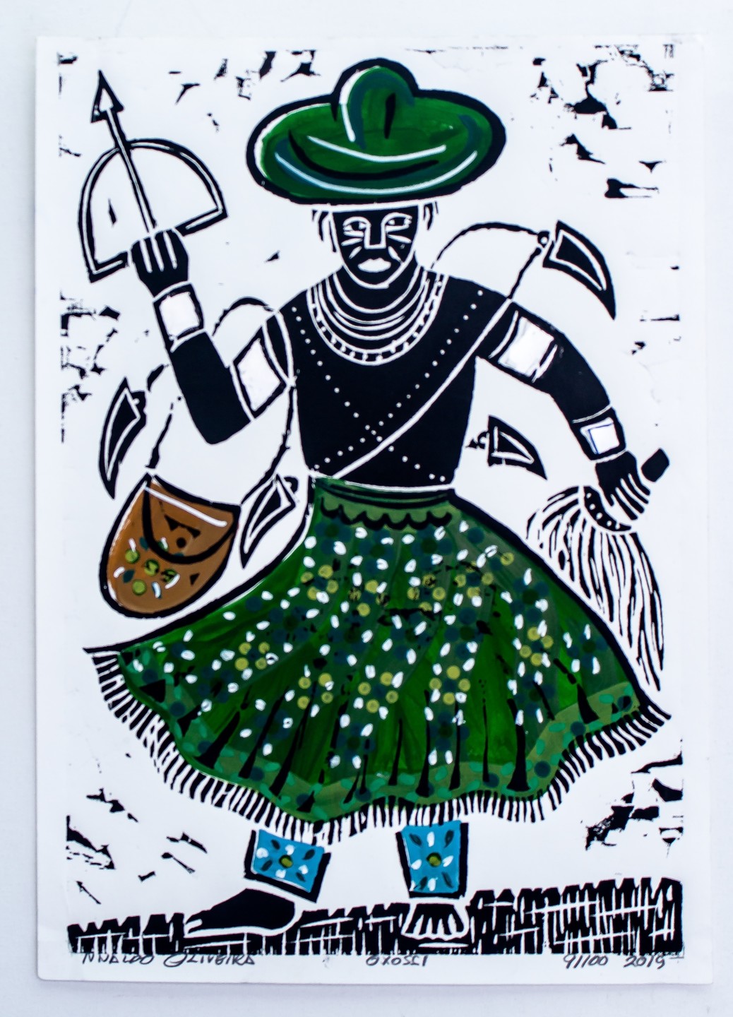 Xilogravura Oxossi - Atelier Mestre Nivaldo Oliveira