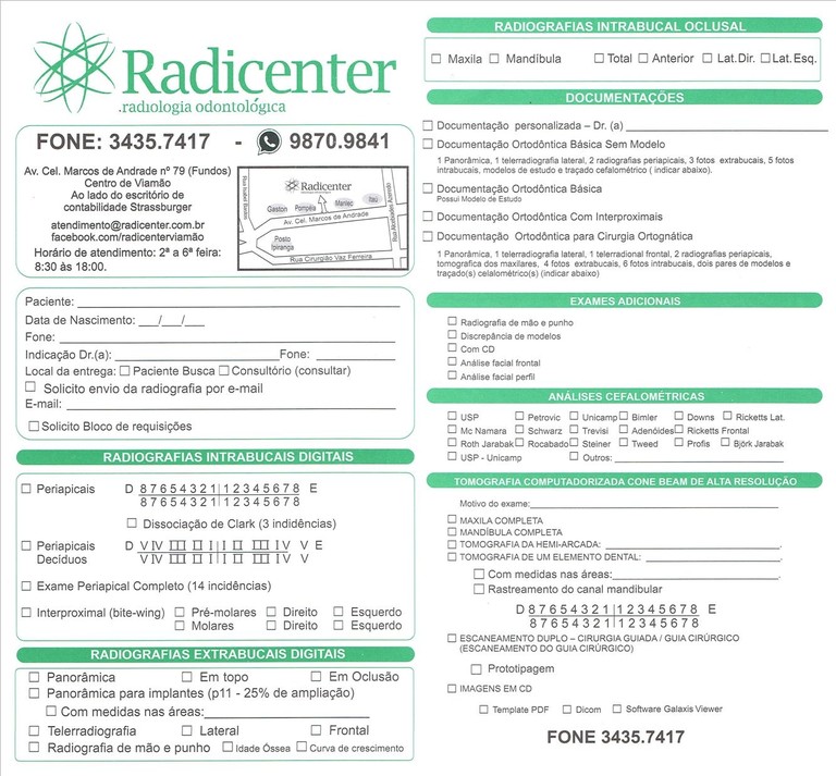 Requisição De Exames - Radicenter Radiologia Odontológica